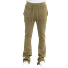 Mens Solid Fleece Flare Stacked Pants - VacationGrabs