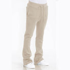 Mens Solid Fleece Flare Stacked Pants - VacationGrabs