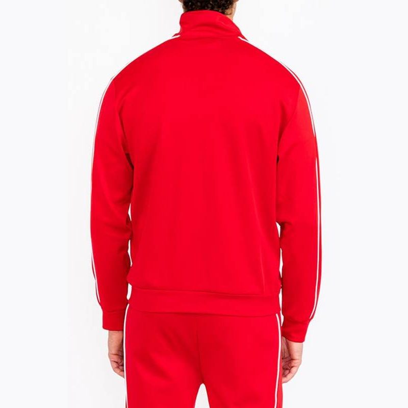 Mens Red w/White Side Pipe Track Jacket - VacationGrabs