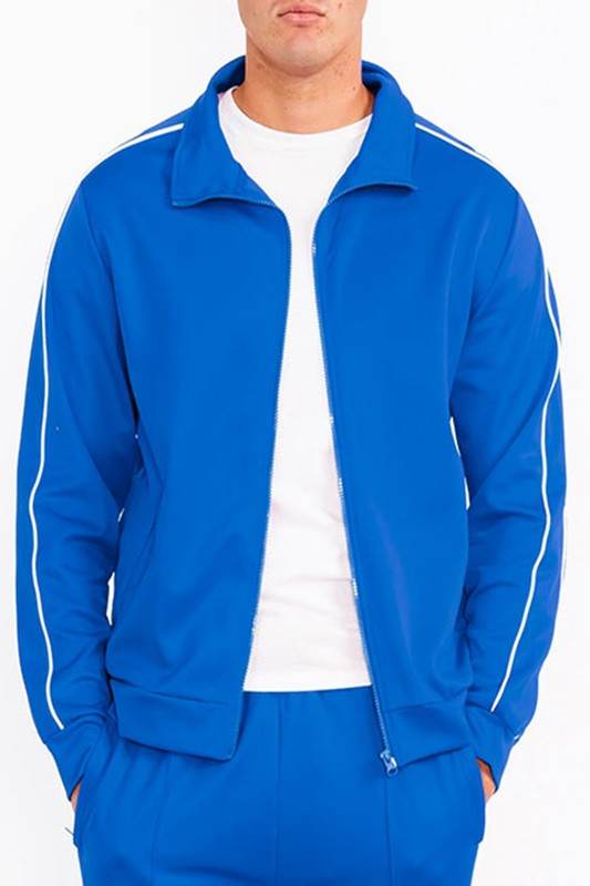Mens Royal Blue Side Pipe Track Jacket - VacationGrabs