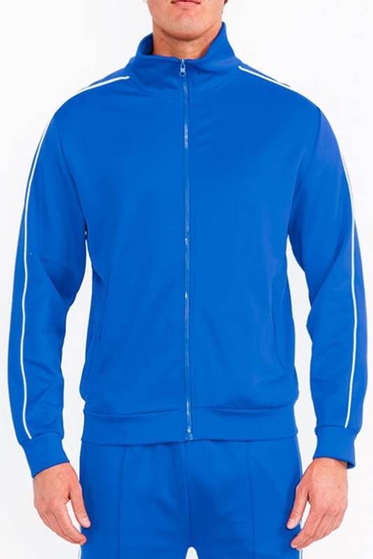 Mens Royal Blue Side Pipe Track Jacket - VacationGrabs