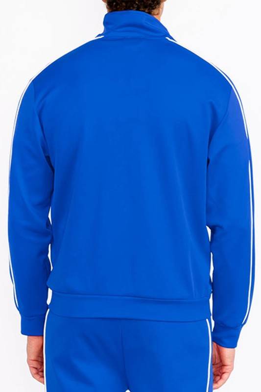 Mens Royal Blue Side Pipe Track Jacket - VacationGrabs
