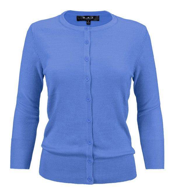 Crewneck Button Down Knit Cardigan Sweater - VacationGrabs