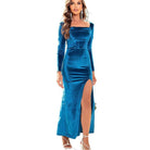 Tie Back Long Sleeve Slit Dress - VacationGrabs