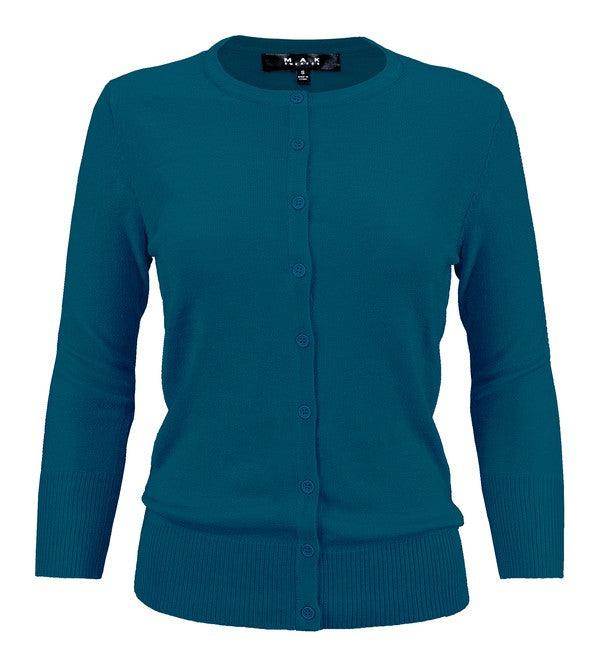 Crewneck Button Down Knit Cardigan Sweater - VacationGrabs