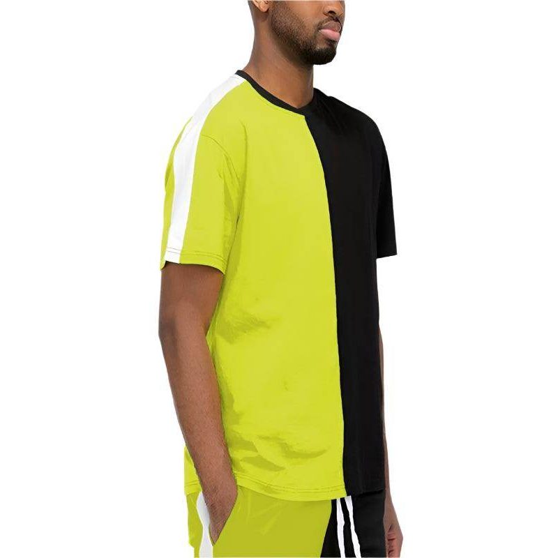 Two Tone Color Block Short Sleeve Tshirt - VacationGrabs