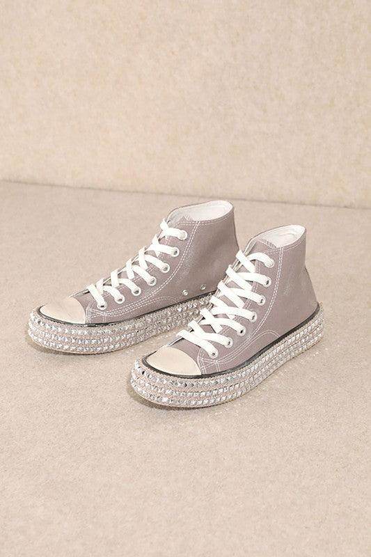 Women's Tennis Shoes D-Chantel-High Top, Studs, Sneakers - VacationGrabs