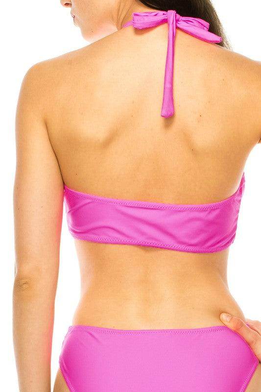 Two Piece Criss Cross Bow Tied Bikini - VacationGrabs