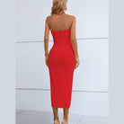 Women's Dresses Cutout Strapless Drawstring Detail Split Bandage Dress