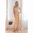 Sew In Love Printed V-Neck Sleeveless Dress - VacationGrabs