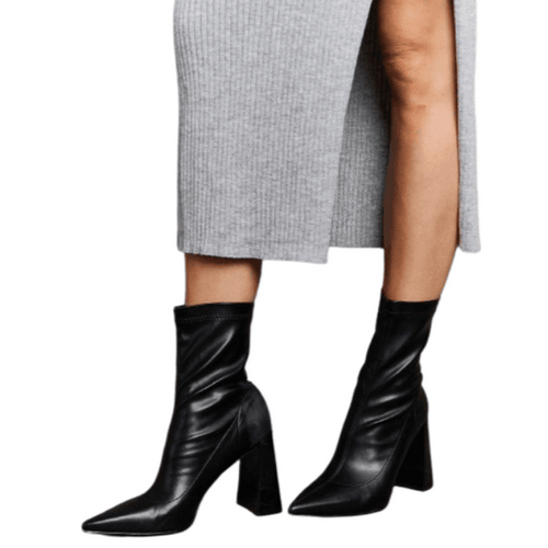 Weeboo Stacy Block Heel Sock Boots - VacationGrabs