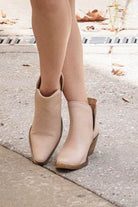 Western Style Cut Out Leather Booties - VacationGrabs