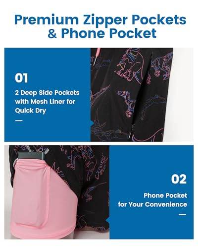 Mens Swim Trunks Compression Liner Quick Dry Zipper Pockets - VacationGrabs