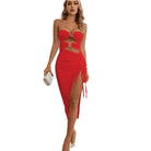 Women's Dresses Cutout Strapless Drawstring Detail Split Bandage Dress