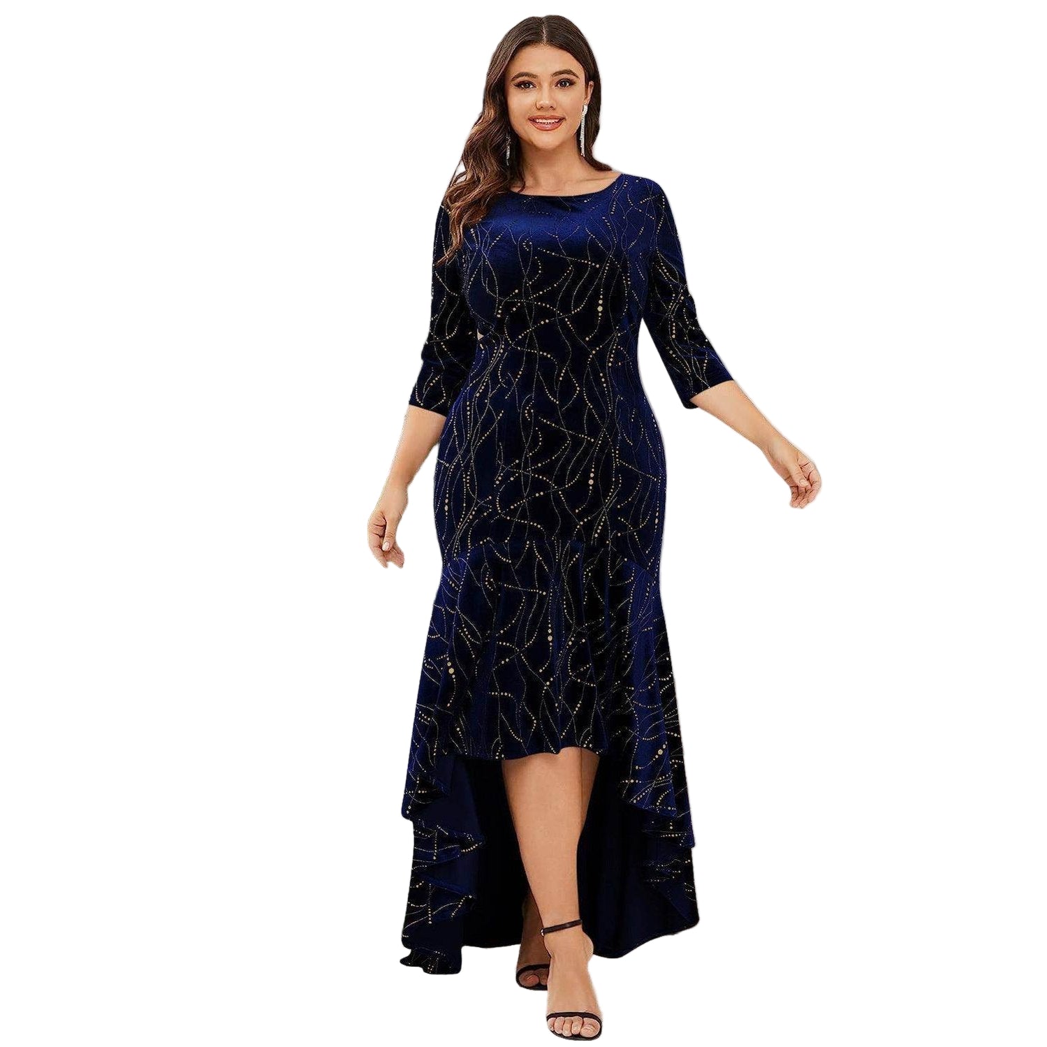 Plus Size Ruffle Hem High-Low Dress - VacationGrabs