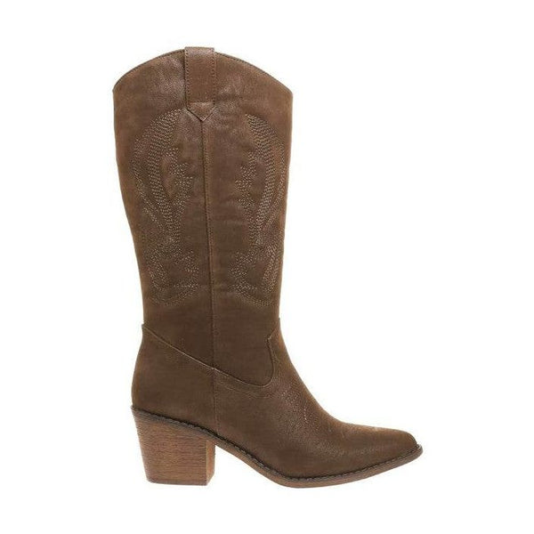Western Embroidery Brown Boots - VacationGrabs