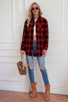 Plaid Button Up Dropped Shoulder Outerwear - VacationGrabs