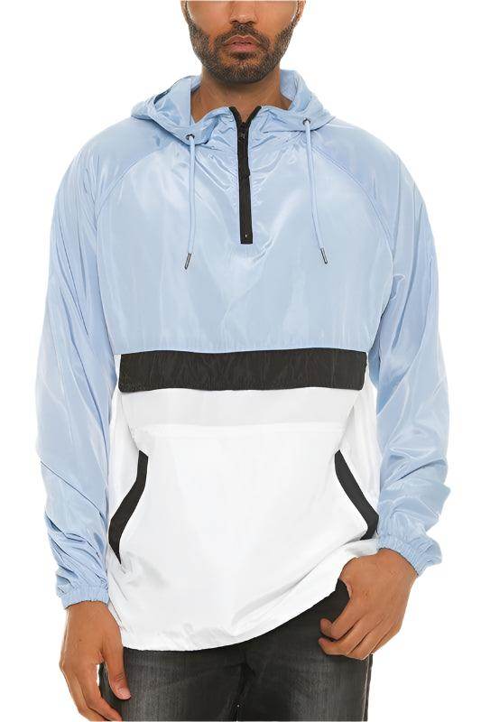 Color Block Anorak Jacket Pullover Windbreaker - VacationGrabs