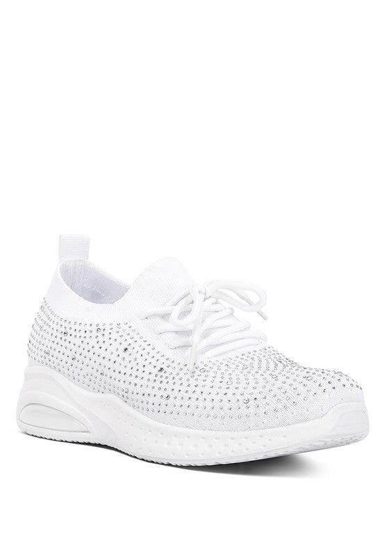 Women's Tennis Shoes Elizha Stud Embellished Lace Up - VacationGrabs