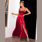 Spaghetti Strap Lace-Up Back Split Dress - VacationGrabs