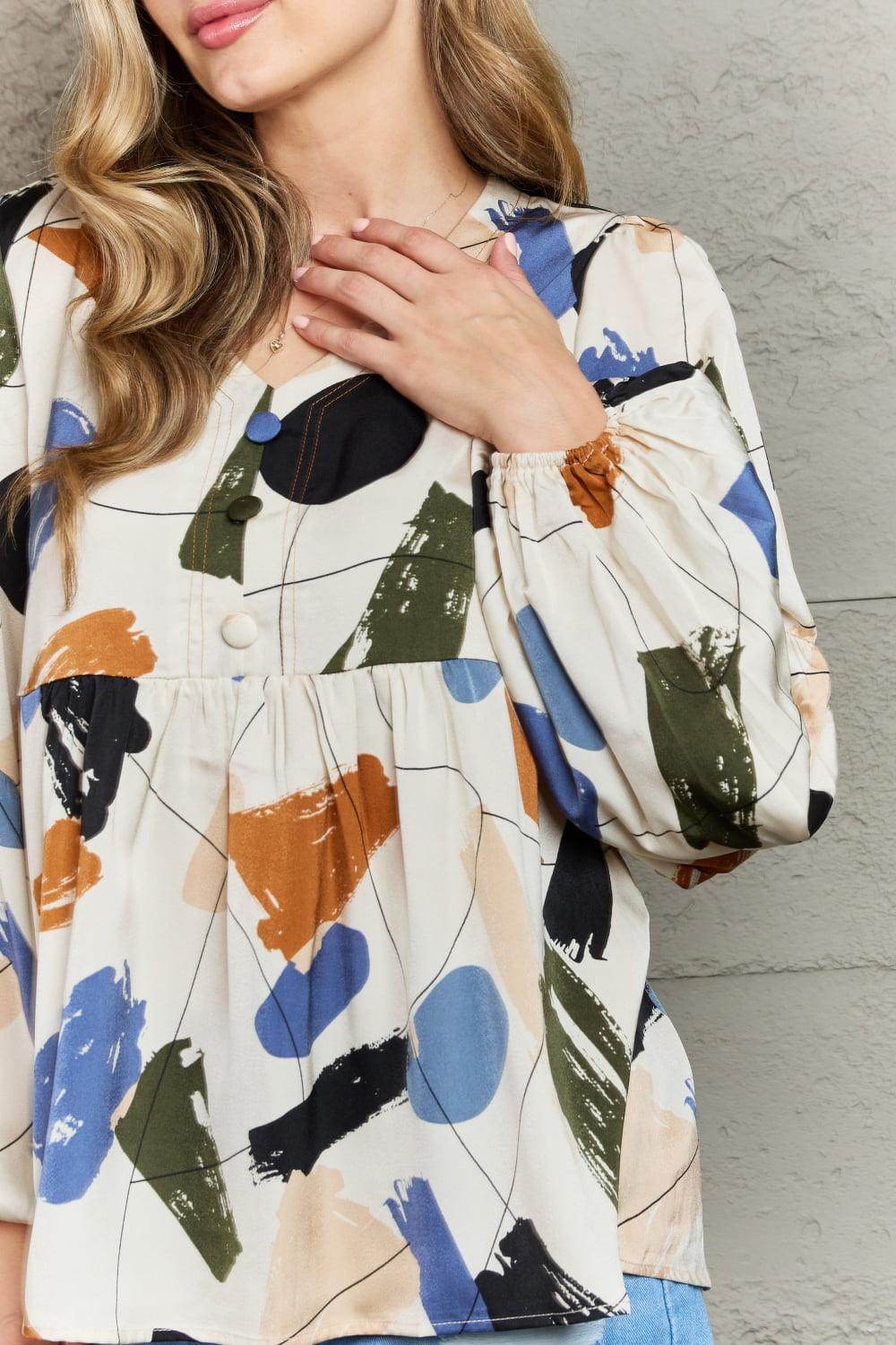 Hailey & Co Wishful Thinking Multi Colored Printed Blouse - VacationGrabs