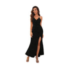 Slit Sequin V-Neck Cami Dress - VacationGrabs