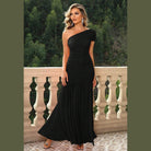 One-Shoulder Ruched Maxi Dresses - VacationGrabs