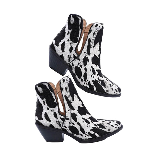 Western Cut Out Animal Hair Booties - VacationGrabs