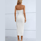 Women's Dresses Cutout Strapless Drawstring Detail Split Bandage Dress