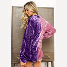 BiBi Contrast Button Up Long Sleeve Shirt - VacationGrabs