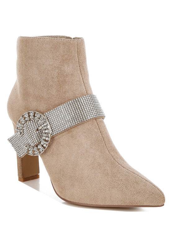 Asagao Diamante & Rhinestones Strap Boots - VacationGrabs