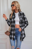 Plaid Button Up Dropped Shoulder Outerwear - VacationGrabs