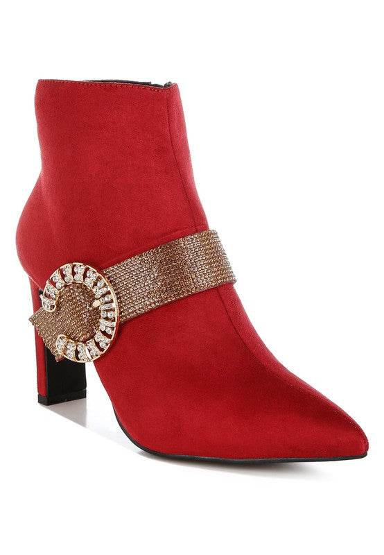 Asagao Diamante & Rhinestones Strap Boots - VacationGrabs