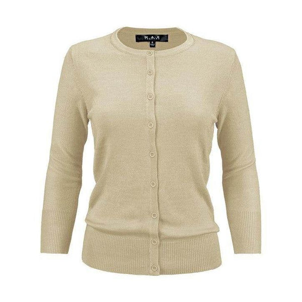 Crewneck Button Down Knit Cardigan Sweater - VacationGrabs