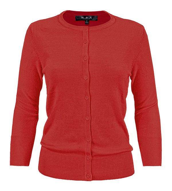 Crewneck Button Down Knit Cardigan Sweater - VacationGrabs