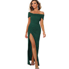 Off-Shoulder Split Maxi Dress - VacationGrabs