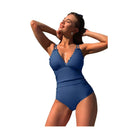 Scalloped V Neck Cut Out Monokini Swimwear - VacationGrabs