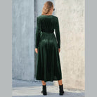 Tie Front Long Sleeve Slit Dress - VacationGrabs