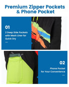 Mens Swim Trunks Compression Liner Quick Dry Zipper Pockets - VacationGrabs