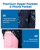 Mens Swim Trunks Compression Liner Quick Dry Zipper Pockets - VacationGrabs