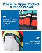 Mens Swim Trunks Compression Liner Quick Dry Zipper Pockets - VacationGrabs