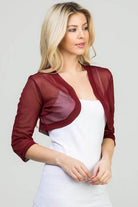 3/4 sleeve Sheer Chiffon open front Bolero - VacationGrabs