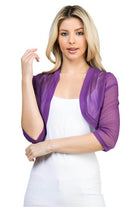 3/4 sleeve Sheer Chiffon open front Bolero - VacationGrabs