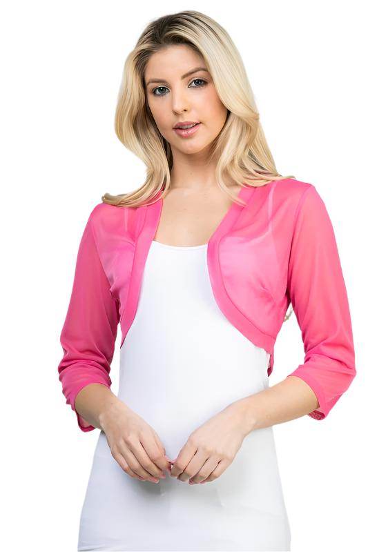 3/4 sleeve Sheer Chiffon open front Bolero - VacationGrabs