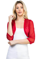 3/4 sleeve Sheer Chiffon open front Bolero - VacationGrabs