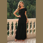One-Shoulder Ruched Maxi Dresses - VacationGrabs