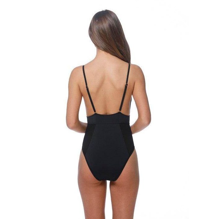 Stylish Solid Mesh One-Piece Available in Black or White - VacationGrabs