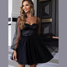 Women's Special Occasion Wear Sweetheart Neck Balloon Sleeve Mini Dress