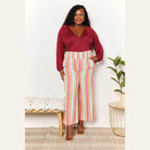 Double Take Striped Smocked Waist Pants with Pockets - VacationGrabs