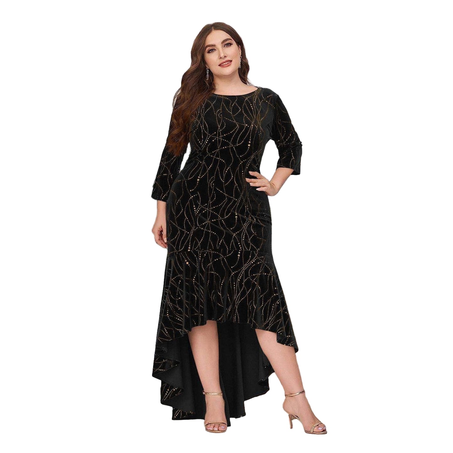 Plus Size Ruffle Hem High-Low Dress - VacationGrabs
